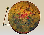 Frame Drum, Wood, skin, feather, Native American (Apache)